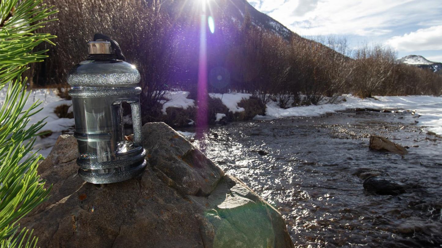 New Wave Enviro Iconic 2.2 Liter BPA Free Water Bottle with Stainless Steel Cap, Integrated Handle for Easy Carrying, Gym and Lifestyle Bottle, 2.2L