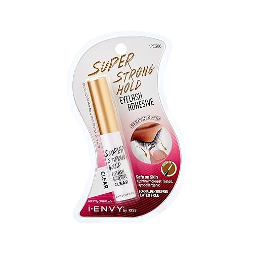 i-Envy by KISS Super Strong Hold Eyelash Adhesive, Waterproof Long-Lasting Strip Lash Glue, Natural-Looking Allergy & Latex Free with Brush Applicator