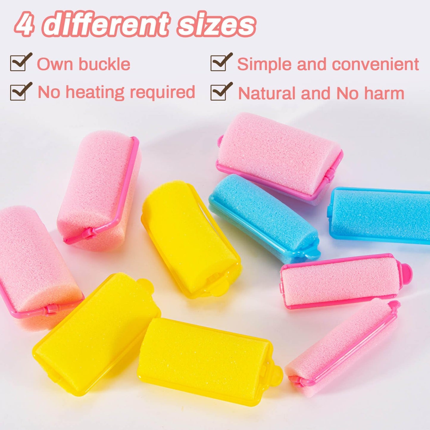 MAQIHAN 36PCS Foam Hair Rollers - Sponge Rollers for Heatless Hair Curler for Short/Long Curling Sleep rolos para cabello Jumbo Large Sponge Curlers Beauty and Personal Care MAQIHAN