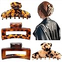 PHALIN Large Tortoise Shell Hair Clip Claws for Women Girls Jumbo Acetate Hair Catch Barrettes Strong Hold French Designed Hair Jaw Clamps for Thick