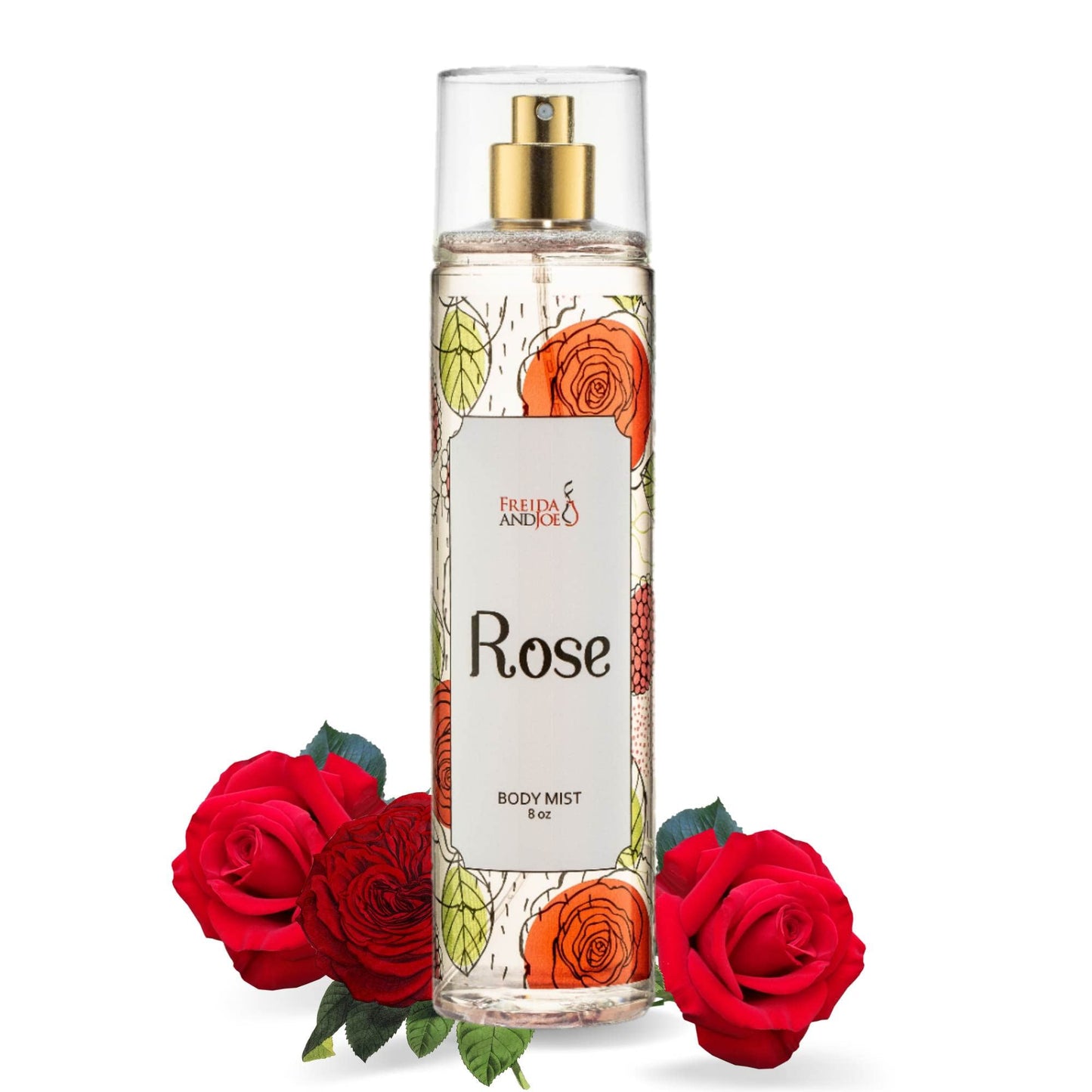 Freida and Joe Rose Elegance Fine Fragrance Body Mist Spray Capturing Timeless Allure of Blooming Roses, 8 oz Spray Bottle Ideal for Gifting, Stocking