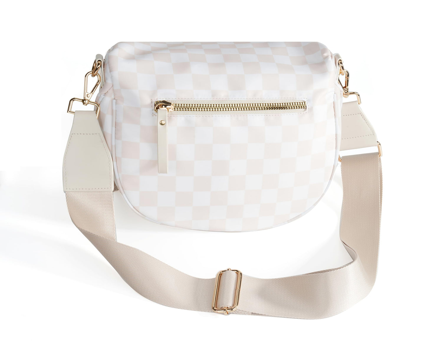 Spacious Checkered Nylon Crossbody Bag Bum Bag Checkered Handbags Wallets for Women
