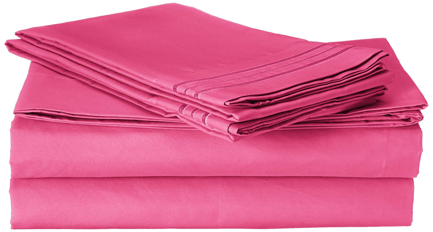 CELINE LINEN Luxurious Bed Sheets Set on Amazon 1800 Premier Hotel Quality Wrinkle Free 4-Piece Sheet Set with Deep Pockets, Full Pink