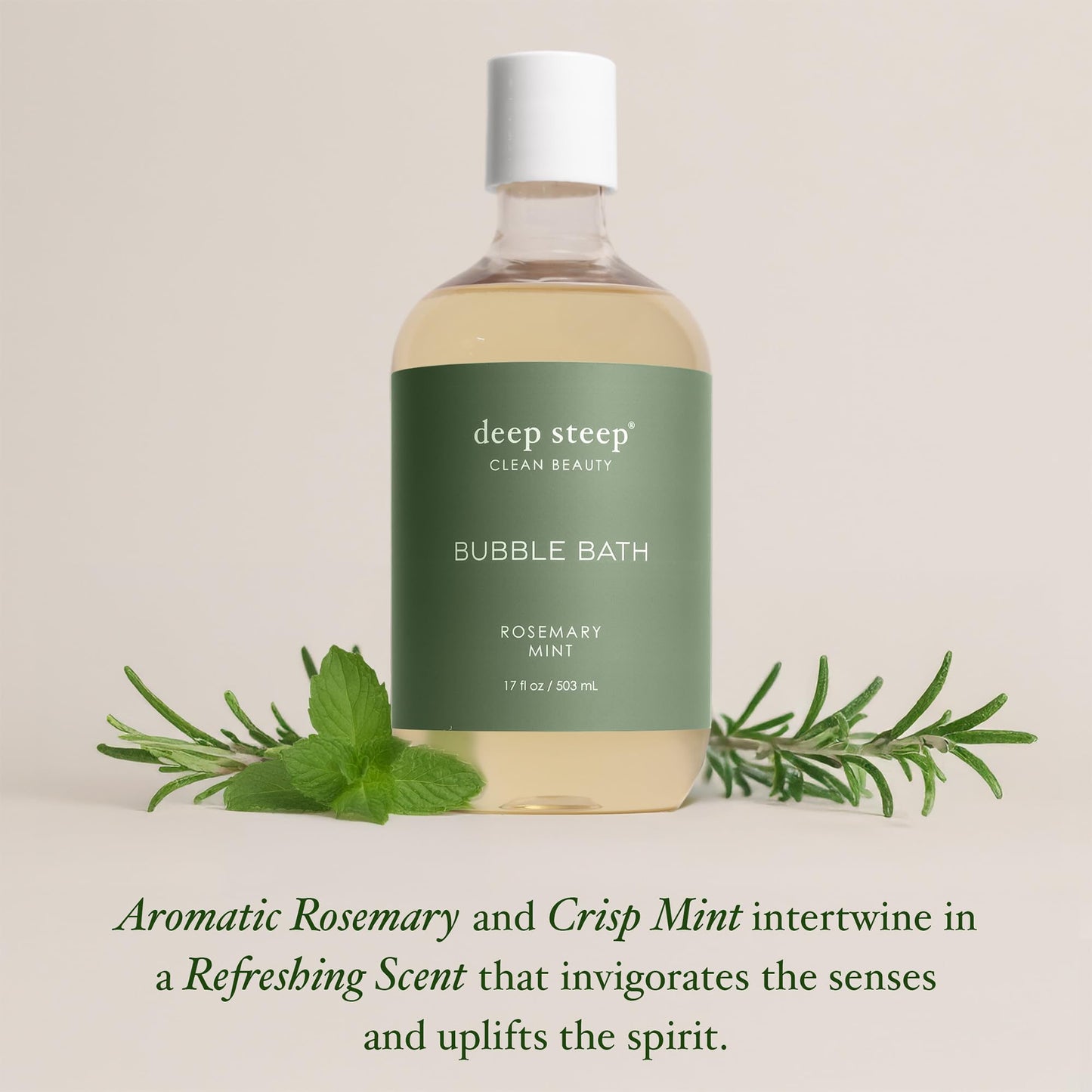 Deep Steep Bubble Bath, Rosemary Mint 17 oz (Pack of 2) - Hypoallergenic, Clinically Tested Soothing Soak with Shea Butter & Argan Oil - Sulfate-Free