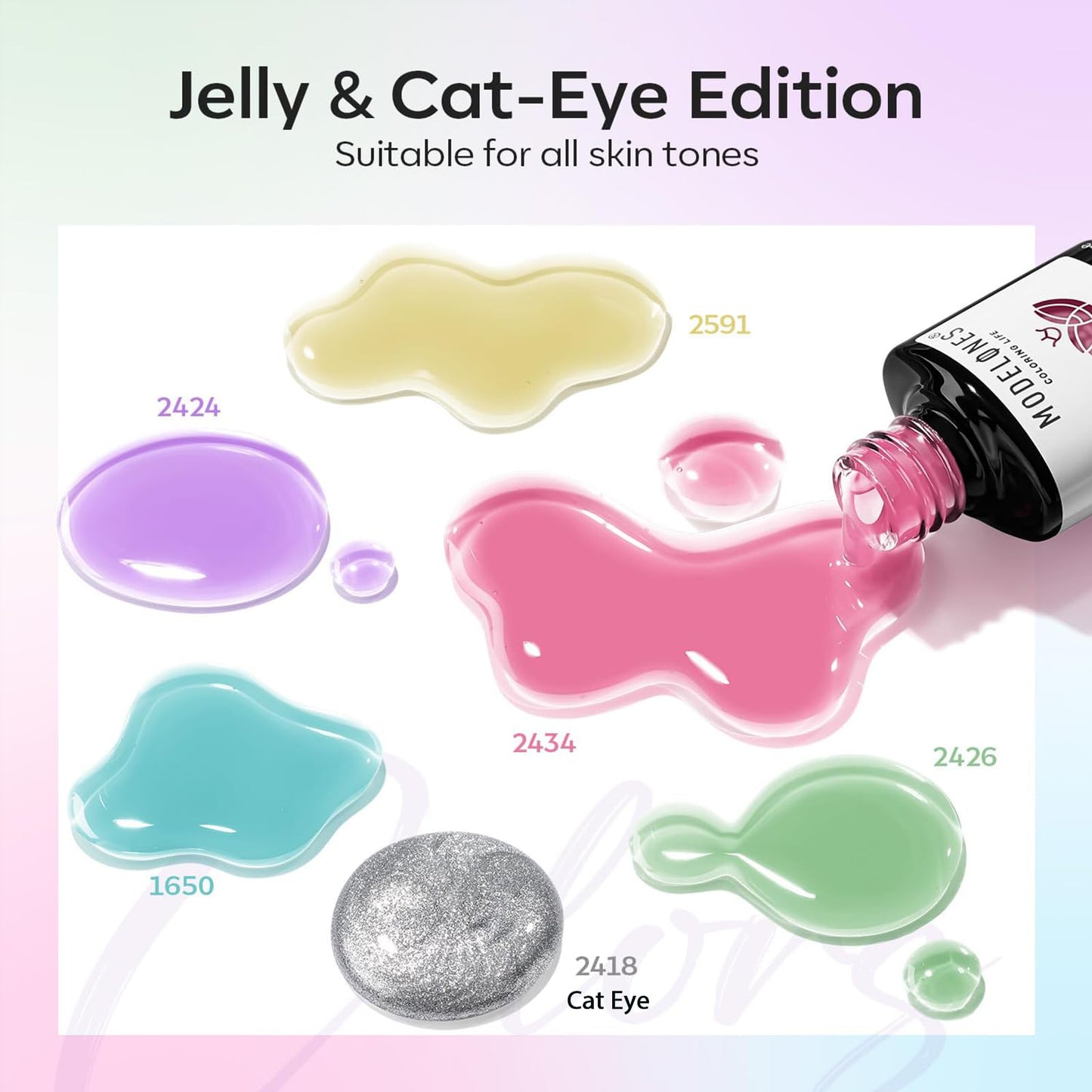 modelones Gel Nail Polish Set, 6 Colors 2026 Spring Summer Silver Cat Eye Gel Polish Translucent Pastel Sheer Pink Yellow Lavender Purple Baby Blue Beauty and Personal Care modelones