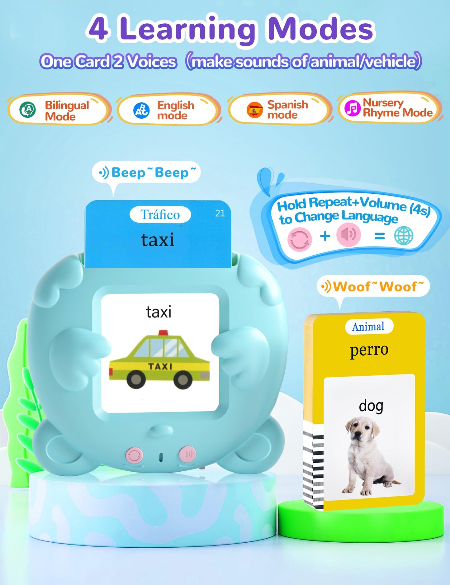 Spanish & English Talking Flash Cards – 510 Bilingual Sight Words for Toddlers, Autism Speech Therapy & Educational Vocabulary Toy