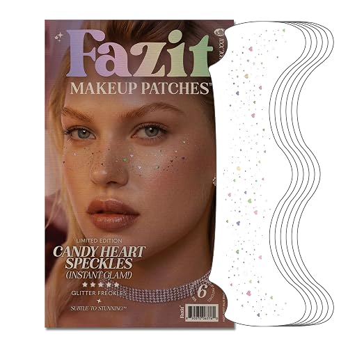 Fazit Makeup Patches - Candy Heart Speckles - Glow Up Make-Up Patches - Cute Glitter Makeup Accessories for Women - Cosmetic Glitter for Face