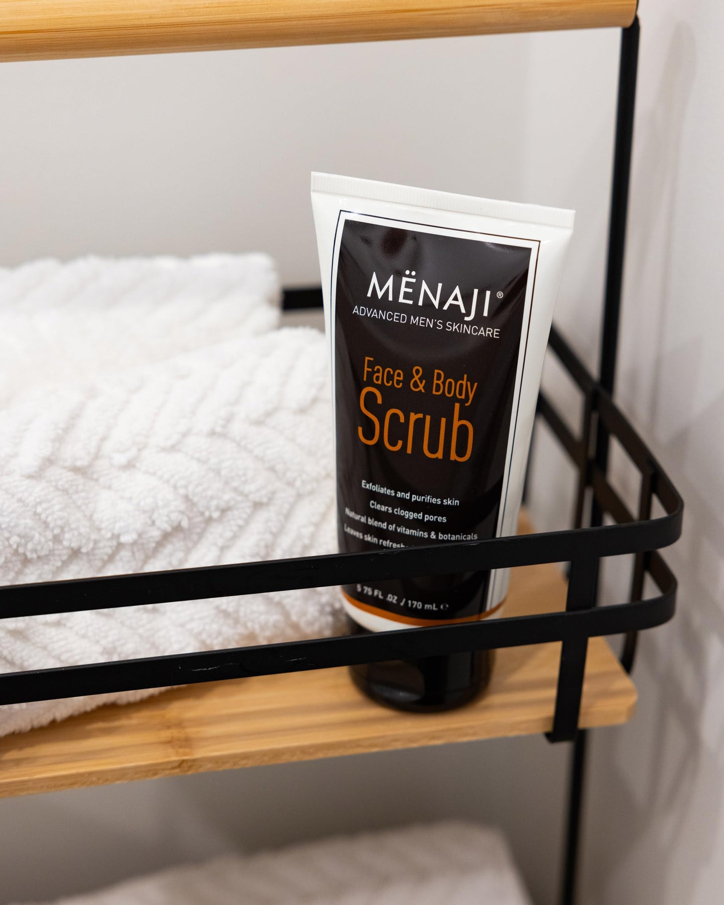 MËNAJI Face & Body Scrub - Exfoliating Mens Face Wash and Body Scrub - Deep Clean for Sensitive Skin - All Natural Skin Care - 5.75 Fl Oz