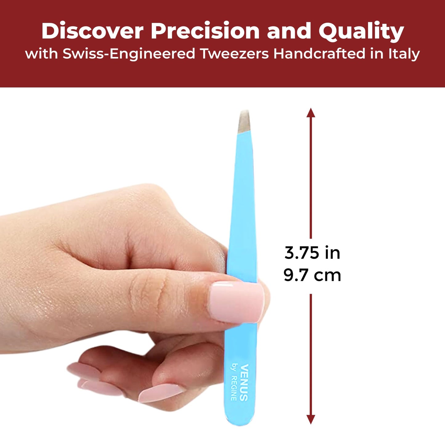 Venus by Regine Slant Tweezers - Handmade Precision Tool for Women & Men, 25-Degree Angle for Shaping Eyebrows & Grooming Facial Contours, Suitable