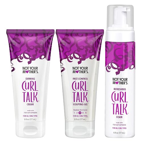 Not Your Mother's Curl Talk Frizz Control Sculpting Gel, Defining Cream, and Refreshing Curl Foam (3-Pack) - 6 fl oz - Formulated with Rice Curl