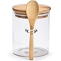 Prosumer's Choice Sugar Containers (4.9" X 3.3") for Countertop - Glass Jars for Food Storage with Bamboo Airtight Lid and Spoon - Clear Canisters…