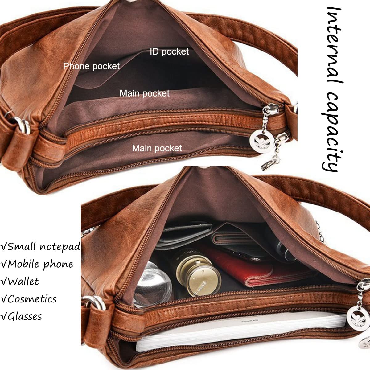 YOUNXSL Convertible Backpack Purse for Women PU Leahter Handbag Fashion Hobo Multiple Pockets Tote Satchel Shoulder Bag Black