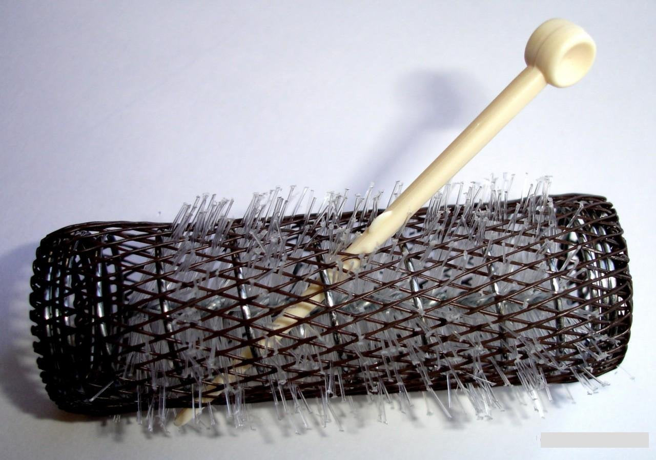 2 Pack HAIR STYLING BRUSH ROLLERS & PINS Hair Curlers 7/8" x 3" Bristles (12 Rollers)