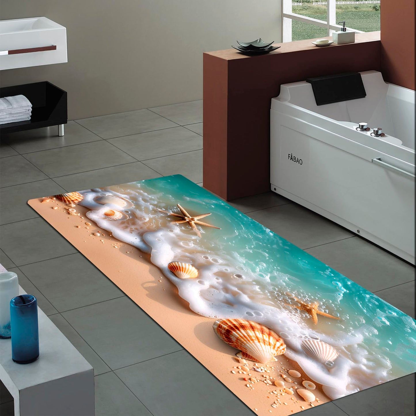 Non-Skid Low Pile Sponge Foam Door Entry Rug for Bathroom Mat,Separate Tub Shower Skid Proof Rugs, Home 3D Optical Illusion Rug Non Slip Bath Mats…