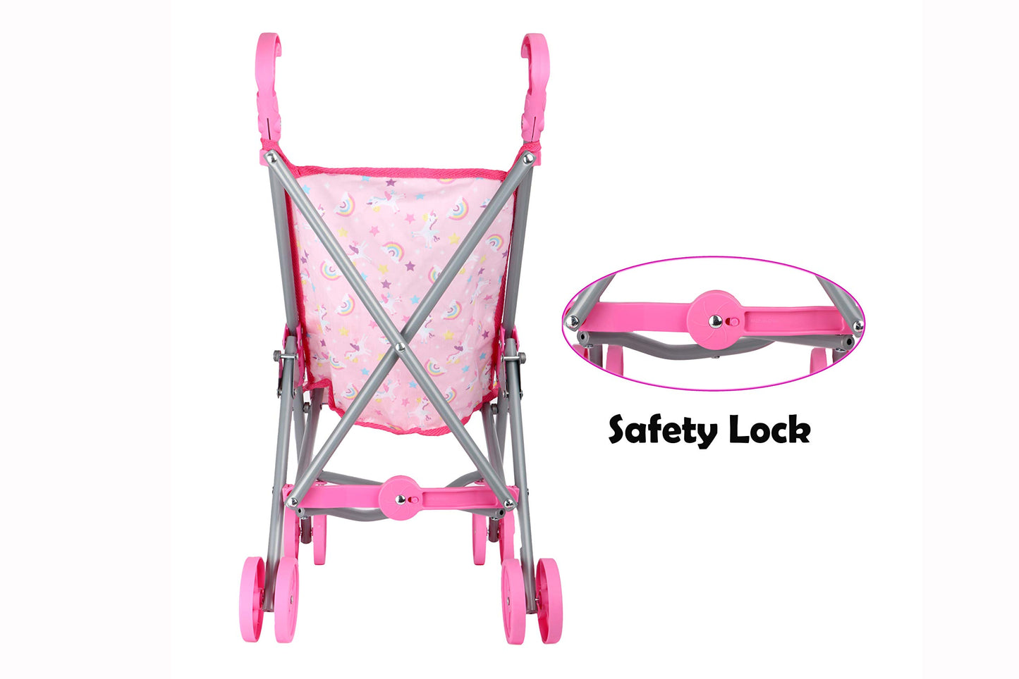 Dream Collection, Doll Stroller - Metal Fold Up and Down Umbrella Stroller for Realistic Pretend Play, Pink - 23”