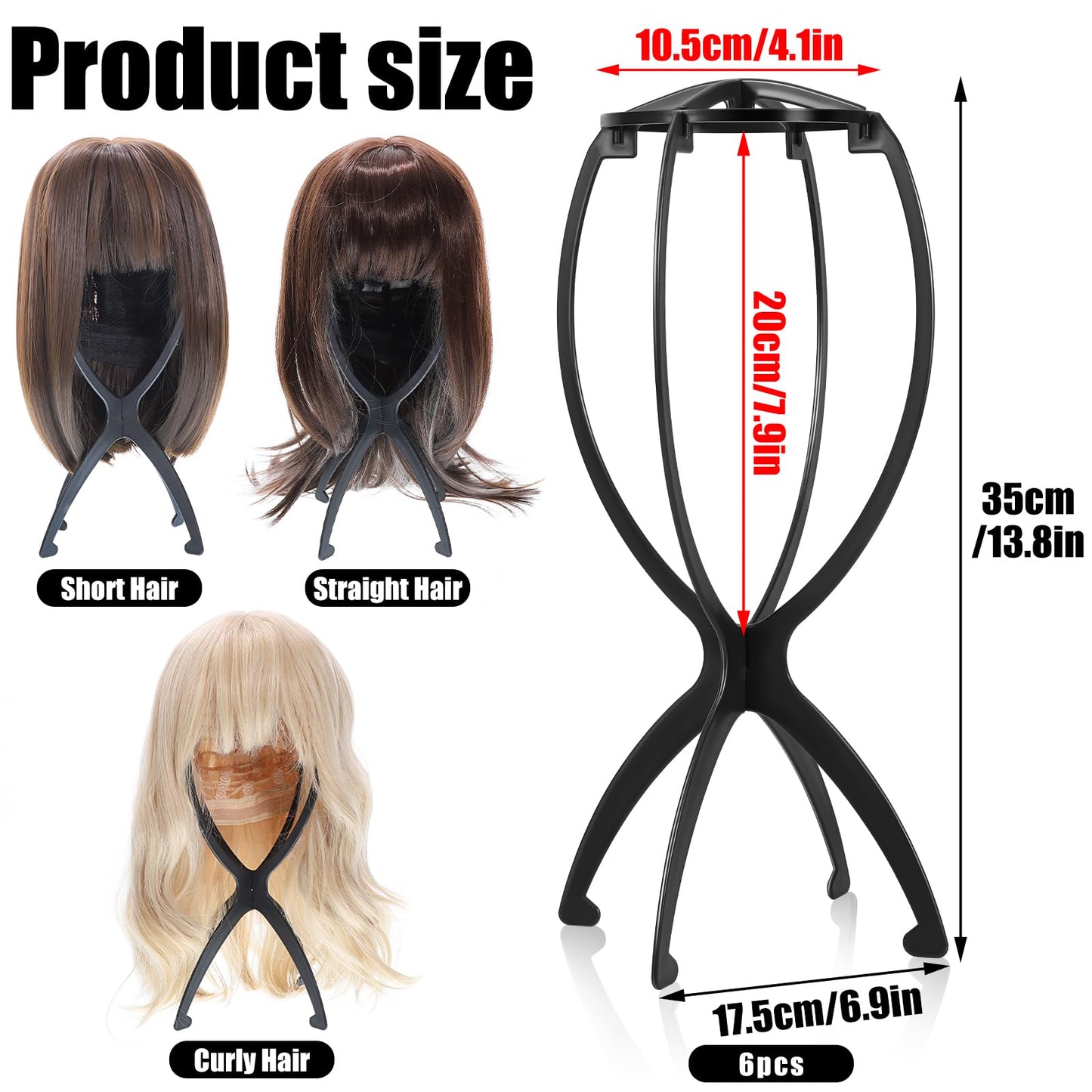 obeoby Wig Stand, Portable Wig Holder Wig Head Stand for All Wigs Travel Wig (black (6 pack)) Beauty and Personal Care obeoby