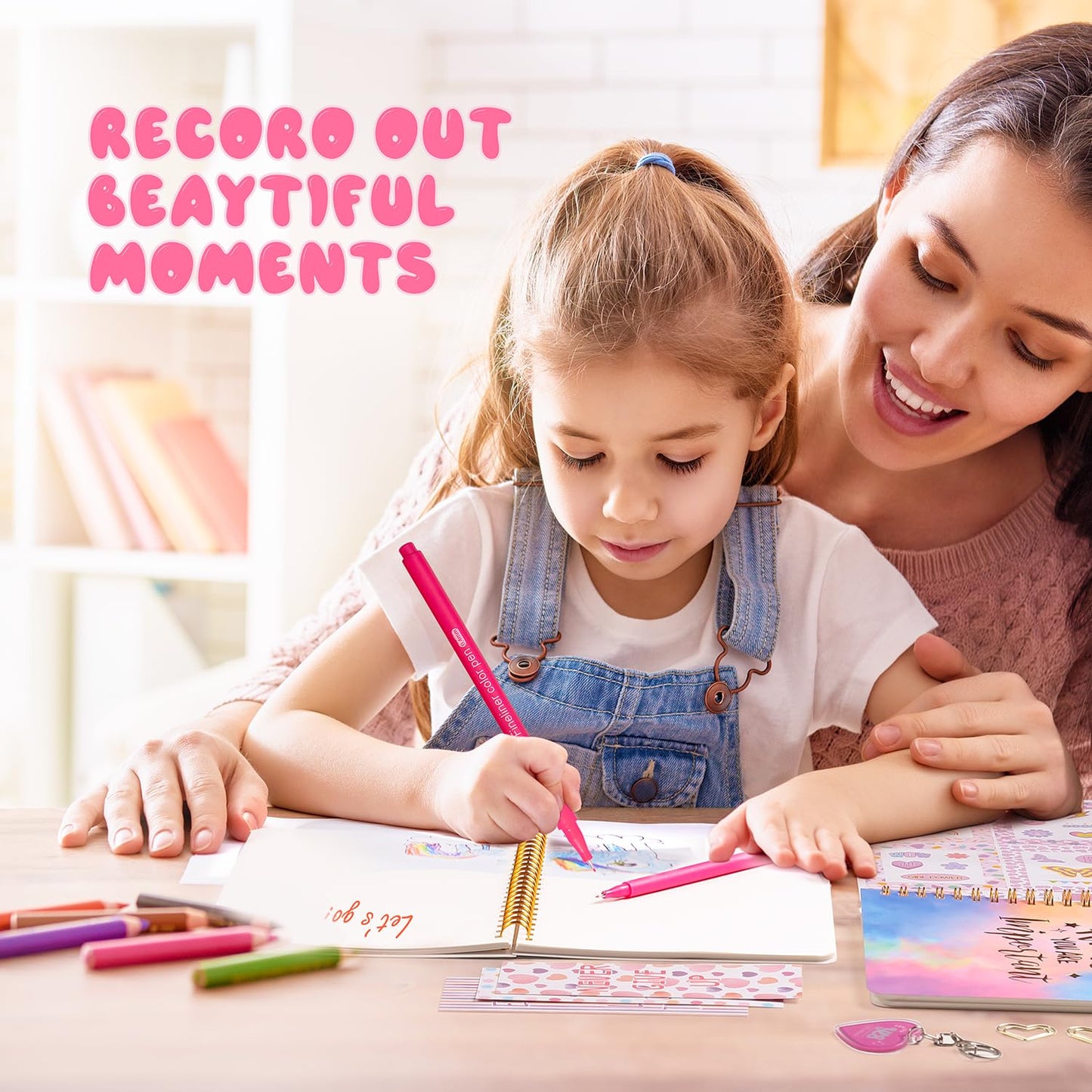 Girls DIY Diary 54-Pc Set – Stationery & Craft Kit with Stickers, Daily Supplies, Fun Gift for Ages 6–13, Birthday or Holiday Present