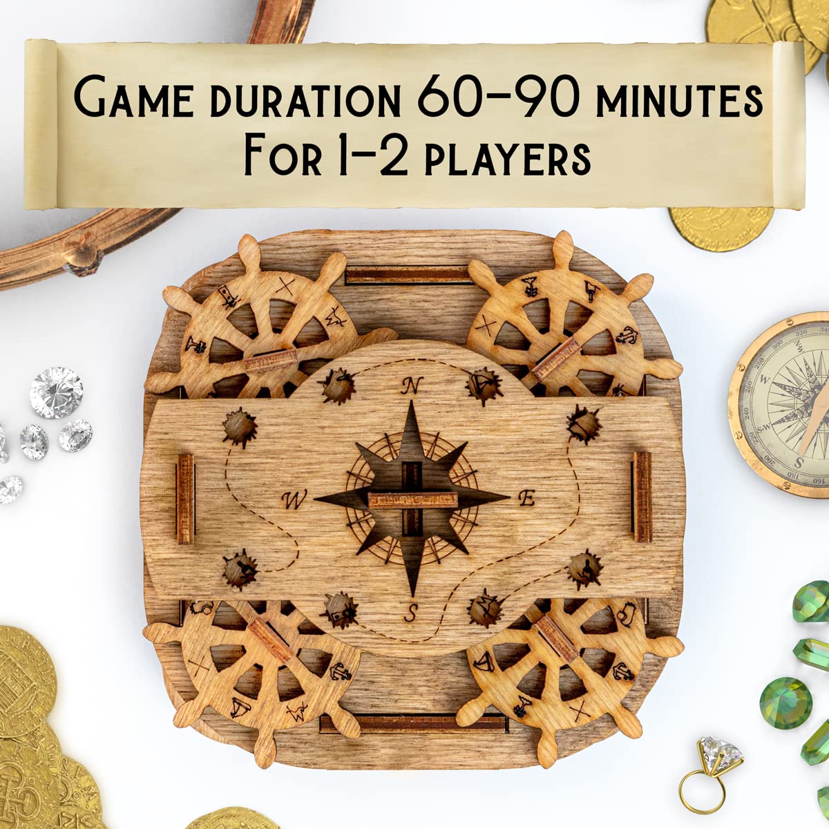 iDventure Cluebox โ Davy Jones Locker 3D Wooden Puzzle Box, Escape Room Game, Brain Teaser & Gift Box for Adults, Birthday Gadget for Men