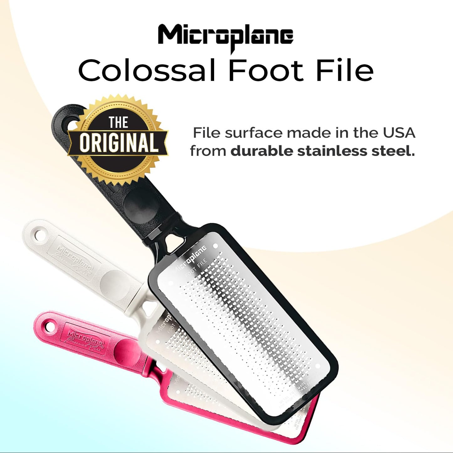 Microplane Colossal Foot File Scraper - The Original Stainless Steel Foot Rasp, Dead Skin/Callus Remover for Feet, Gentle Foot Scrubber, Pedicure
