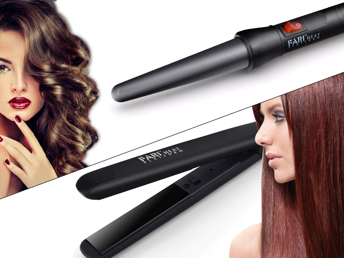 FARI Travel Hair Curling Iron and Mini Flat Iron 2 in 1 Kit, Ceramic Tourmaline Curling Wands and Hair straighteners Set, Heat Resistant Glove