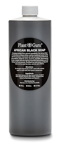 African Black Soap Liquid 32 oz. 100% Raw Pure Natural From Ghana. Acne Treatment, Aids Against Eczema & Psoriasis, Dry Skin, Scars and Dark Spots.