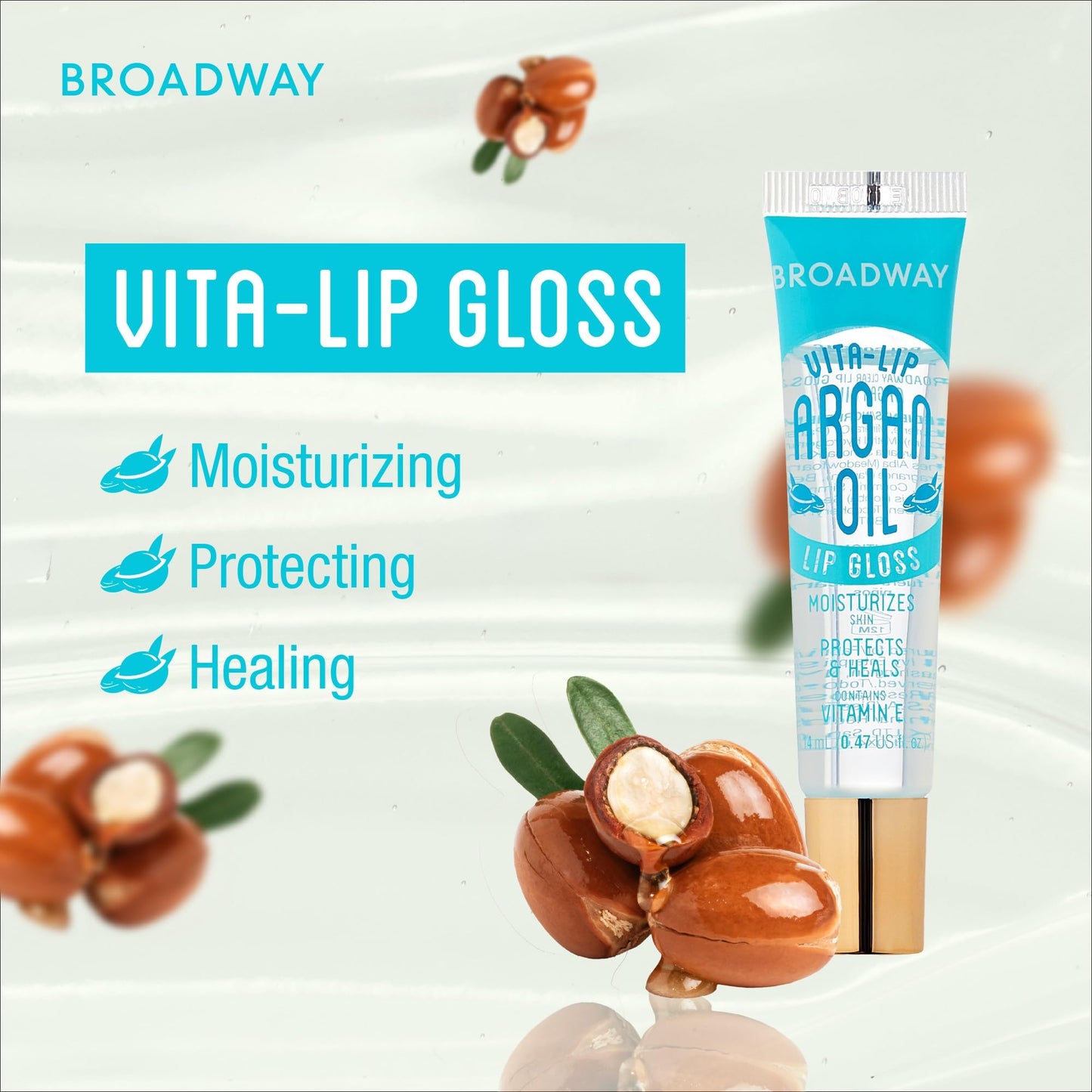 Ruby Kisses Broadway Vita-Lip Clear Lip Gloss (Argan Oil 6 Pack), Ultra-Hydrating & Soothing Formula with Multi-Vitamin Oils, High-Shine Non-Sticky