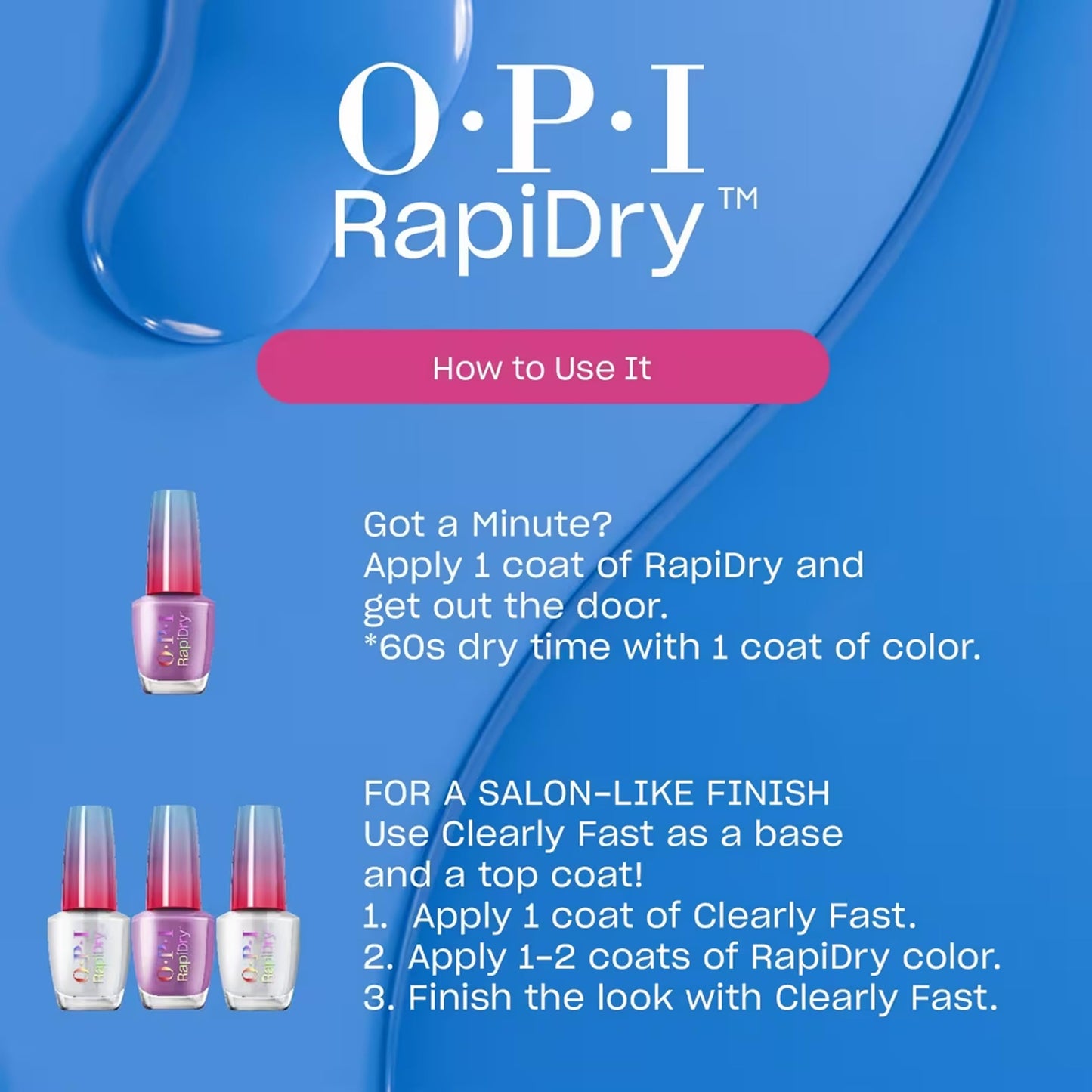 OPI RapiDry ASAPink | Opaque Bright Pink Crème Quick Dry Nail Polish | Vegan, Smudge Proof, Fast Drying Beauty and Personal Care OPI
