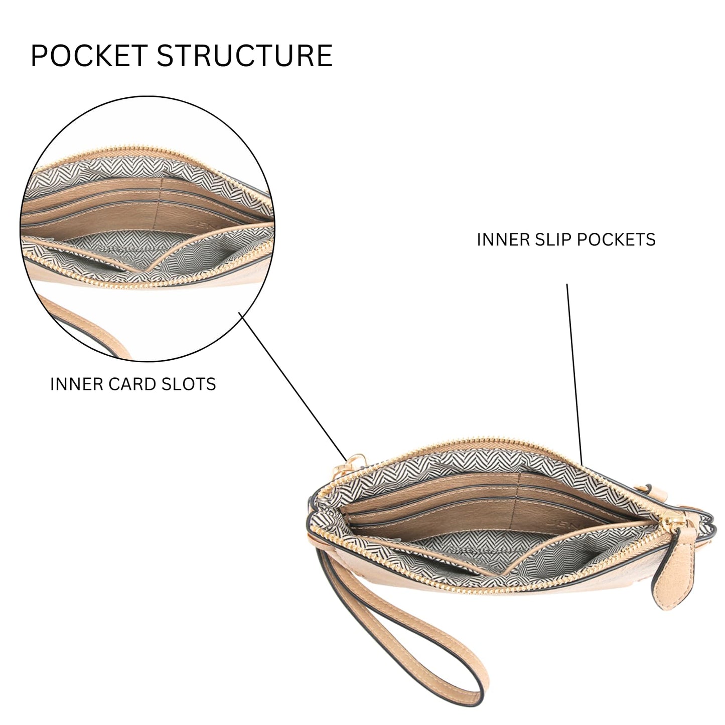 JEN & CO. Whipstitch Small Crossbody Bags for Women Vegan Leather Wristlet Wallets Clutch Purses Shoulder Handbag (Black)