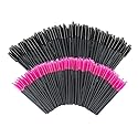 200 PCS Disposable Eyelash brush Mascara Wands Spoolies for Eye Lash Extension, Eyebrow and Makeup (Black&Rose red)