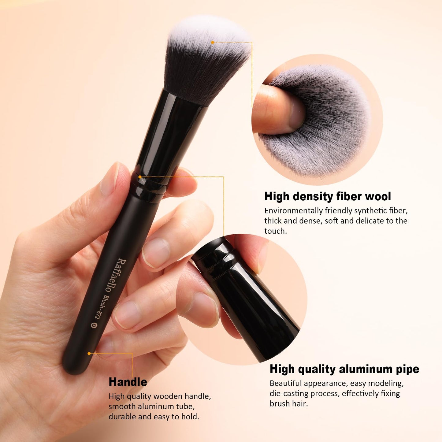 Raffaello Makeup Brushes 15Pcs Makeup Brush Set Premium Synthetic Powder Foundation Contour Blush Concealer Eye Shadow Blending Liner Make Up Brush