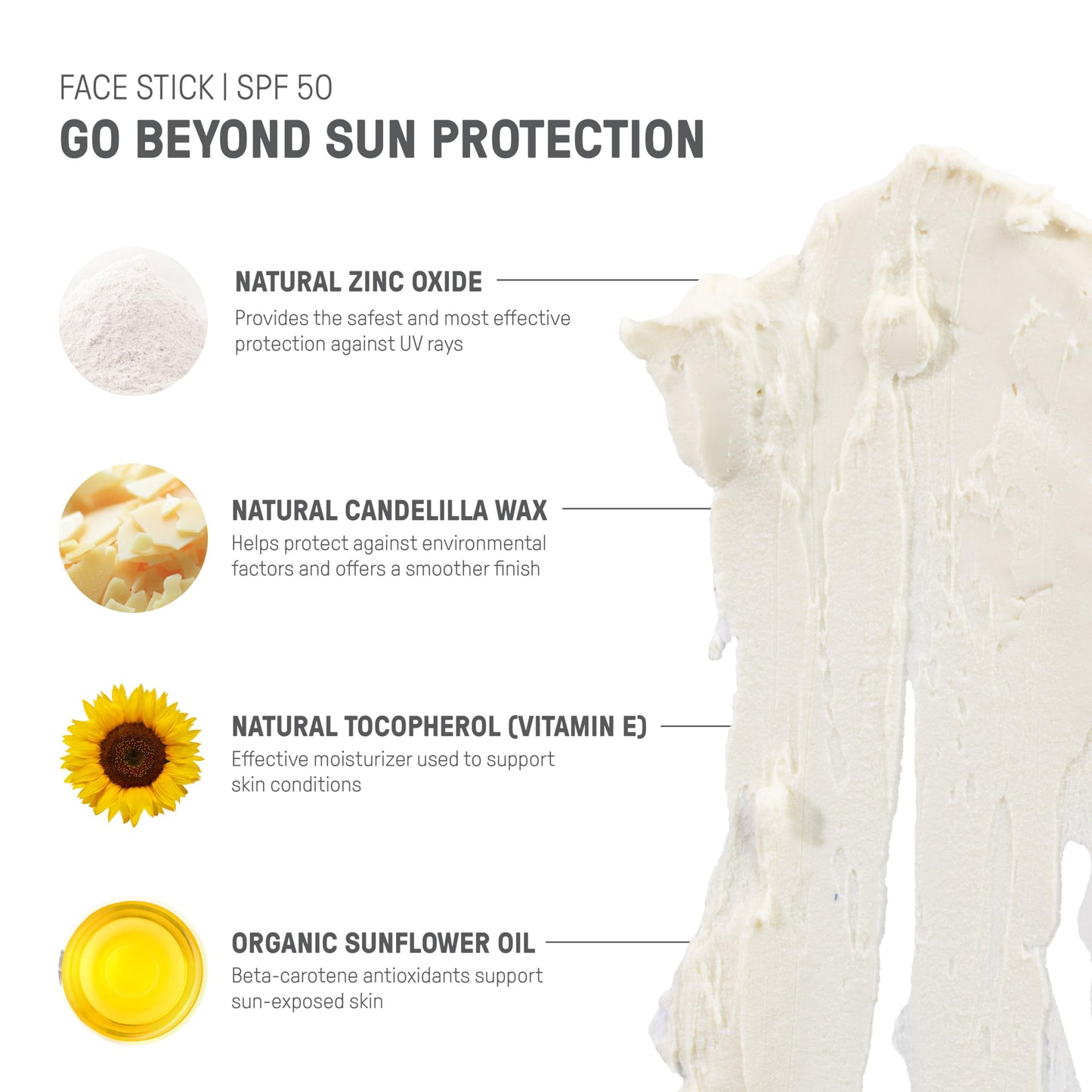 Raw Elements Face Stick SPF 50 All-Natural Mineral Sunscreen - Reef Safe, Water Resistant, Broad Spectrum UVA/UVB Protection, Safe For All Ages