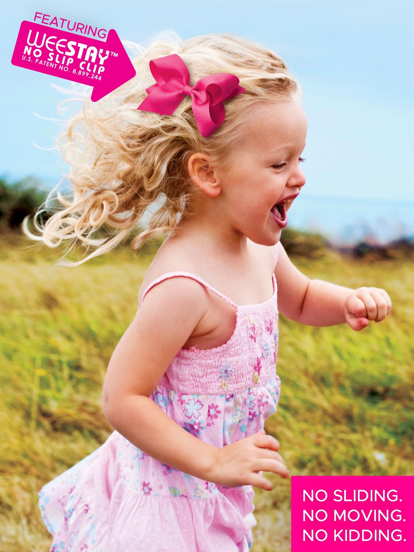 Wee Ones Girls' Plain Wrap Classic Grosgrain Hair Bows on a WeeStay No-Slip Hair Clip, Handmade, King, Pearl Pink