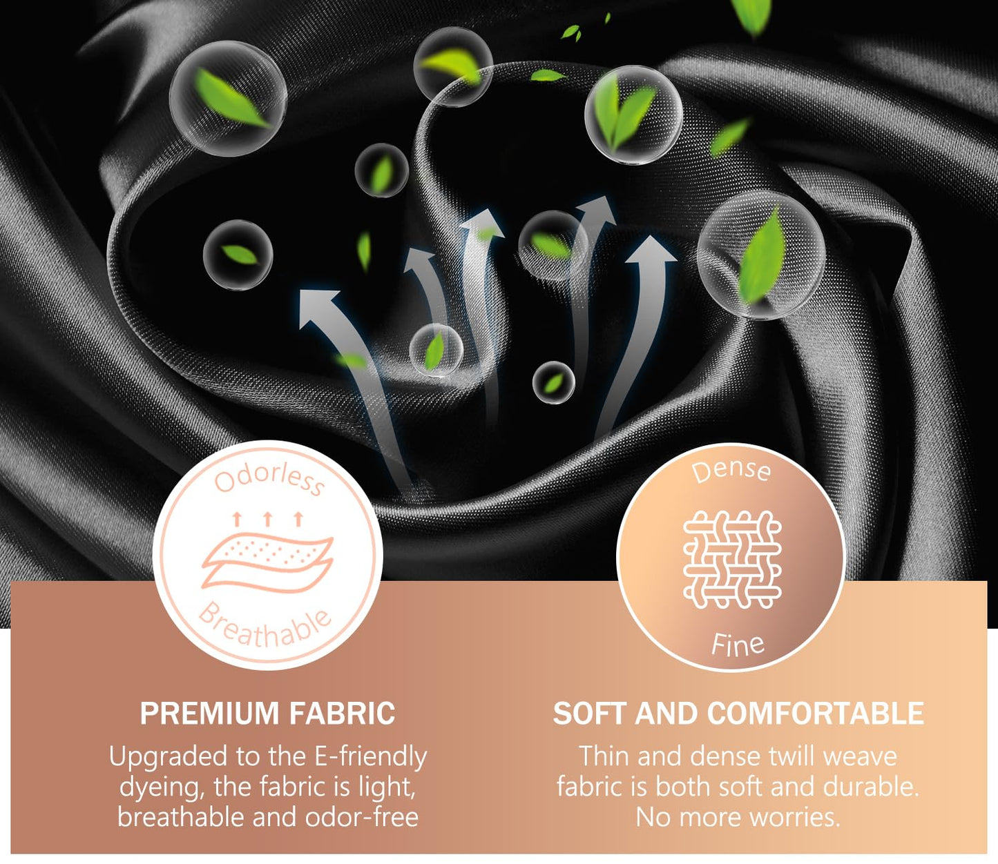 mikimini Black Shower Caps 2 Packs, Double Layers Waterproof Bathing Hair Cap with Reusable Soft Comfortable PEVA Lining, Cute, Non-fading & Stretchy