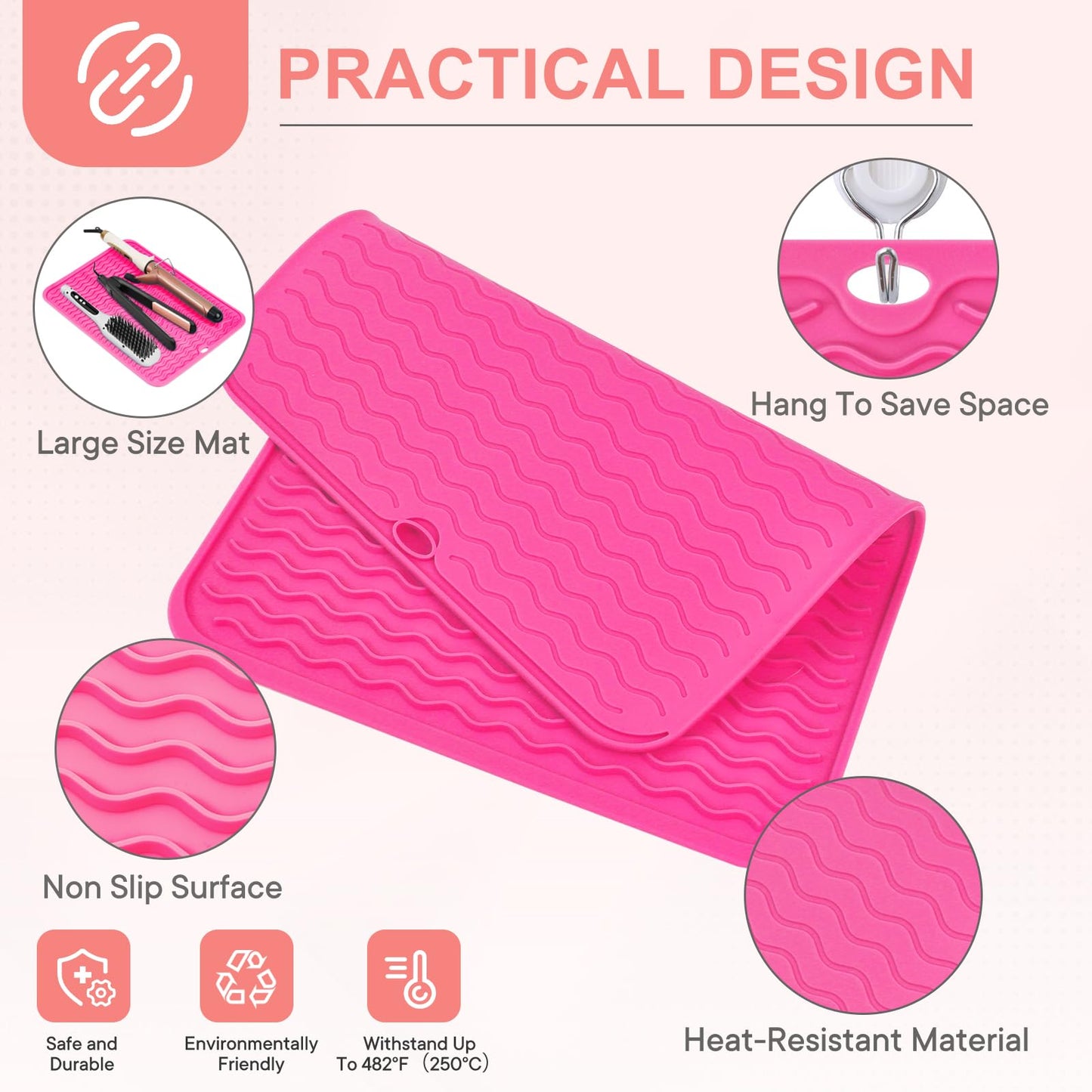 Suafrnut Oversize Silicone Heat Resistant Mat, Portable Travel Mat Cover for Curling Irons, Flat Irons, Hair Straightener and Hot Hair Styling Beauty and Personal Care Suafrnut