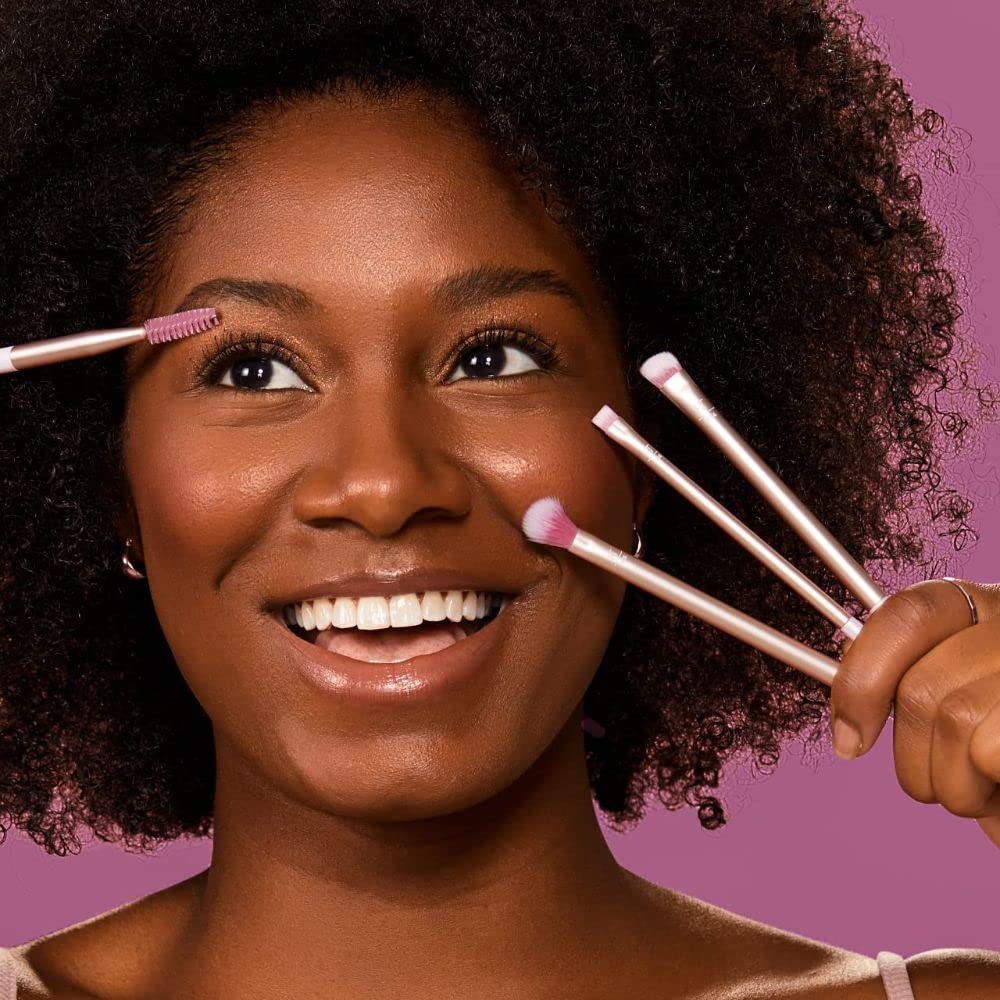Naturally Beautiful Eye Set by Real Techniques for Women - 5 Pc Tapered Shadow Brush - 355, Brow Highlighter Brush - 354, Flat Liner Brush - 326, Brow