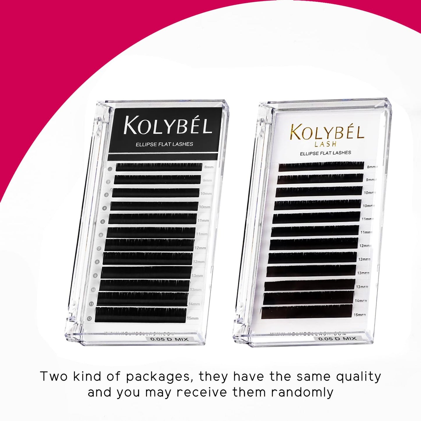 KOLYBEL Ellipse Flat Eyelash Extensions Supplies Classic Individual Lash Extensions 0.15 C Curl 8-15 Mixed Tray Matte Black Mink Lash Extension Soft