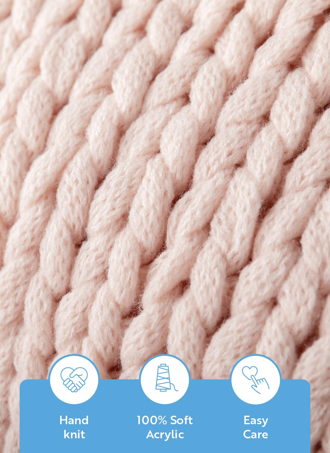 Linen Market Beddings Oversized Chunky Knit Throw Blanket Acrylic Hypoallergenic - 47'' x 59'' Cozy Home Accent for Snuggling, Lounging, and Stylish