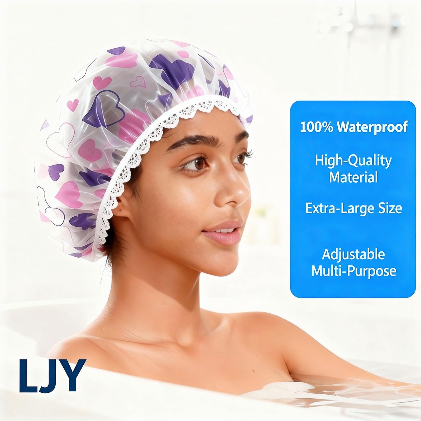 LJY 13 Pieces Assorted Shower Caps Elastic Waterproof Plastic Bathing Salon Hair Cap Lady Salon Hat