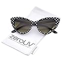 zeroUV - Polka Dot Cat Eye Womens Mod Fashion Super Cat Sunglasses (Black-White/Smoke Gradient)