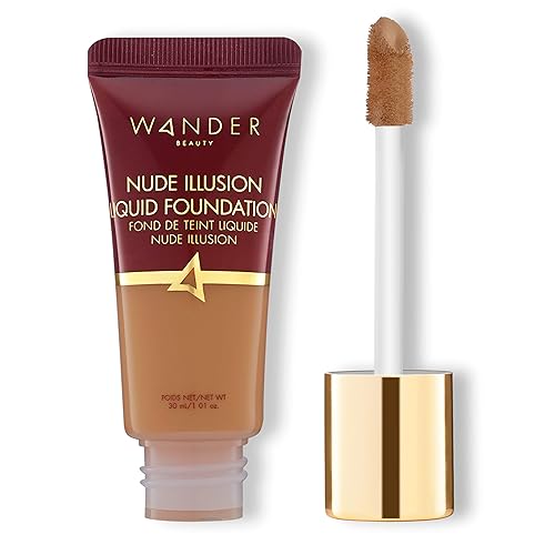 Wander Beauty Nude Illusion Liquid Foundation - Rich - Medium to Full Coverage Foundation with Niacinamide & Lotus Extract - Natural Skin Finish - Blurs, Conceals & Contours - Travel-Friendly Tube