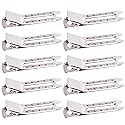 Jdesun 50pcs 1.8“ Silver Metal Hairdressing Double Prong Pin Curl Setting Section Hair Clips Alligator Clips with Holes for Hair Extension