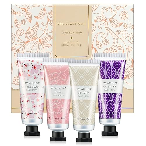 spa luxetique Hand Cream Set Pack of 4 Hand Lotion Christmas Gift Set Enriched with Shea Butter and Glycerin for Dry Hands, Hydrating&Moisturing