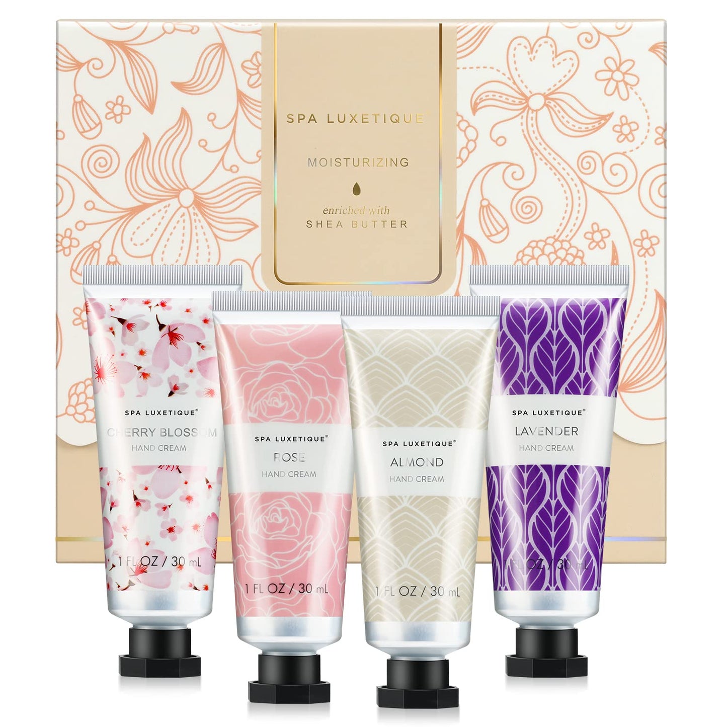 spa luxetique Hand Cream Set Pack of 4 Hand Lotion Christmas Gift Set Enriched with Shea Butter and Glycerin for Dry Hands, Hydrating&Moisturing