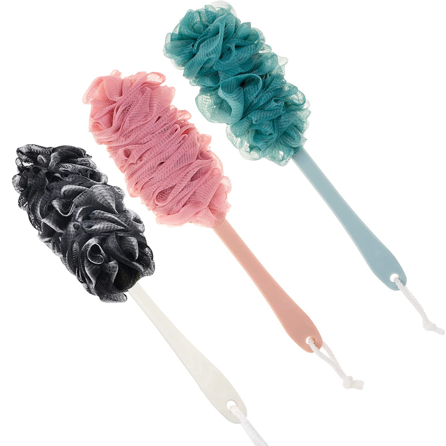 Arswin Back Scrubber for Shower,Loofah Long Handle Bath Body Brush,Soft Nylon Mesh Sponge for Shower,Loofah On a Stick for Men Women,Exfoliating Scrub