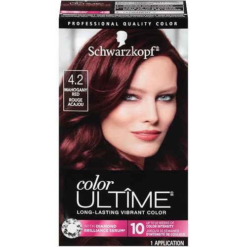 Schwarzkopf Color Ultime 4.2 Mahogany Red Hair Dye, Permanent Intense Red with Diamond Brilliance, Fade-Resistant, Covers Grays, All Hair Textures