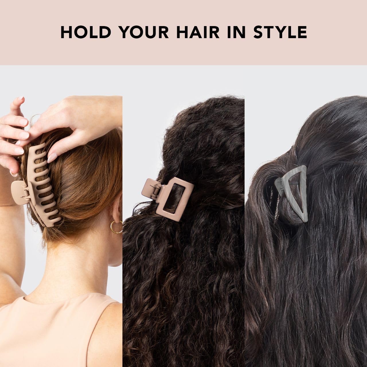 Kitsch Large Assorted Hair Clips for Women, Medium Open Shape Hair Claw Clips for Thick Hair, Small Open Shape Hair Clip & Big Claw Clip for Teen