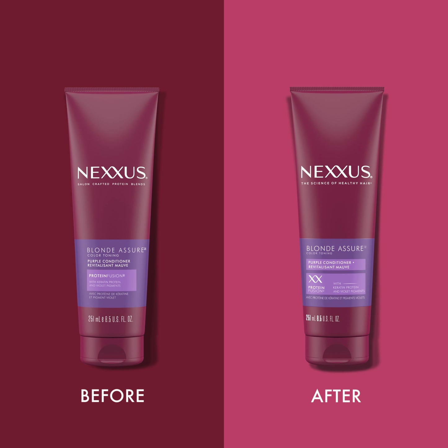 Nexxus Hair Color Blonde Assure Purple Conditioner, Keratin, For Blonde and Bleached Hair, Color 8.5 oz