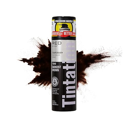 RED by Kiss Tintation Temporary Hair Color Spray, Extra Large Size, Instant Gray Root Cover Up, Water-Resistant, Smudge-Proof, Hairline & Barber