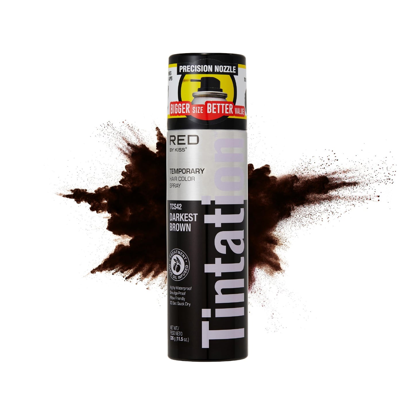 RED by Kiss Tintation Temporary Hair Color Spray, Extra Large Size, Instant Gray Root Cover Up, Water-Resistant, Smudge-Proof, Hairline & Barber