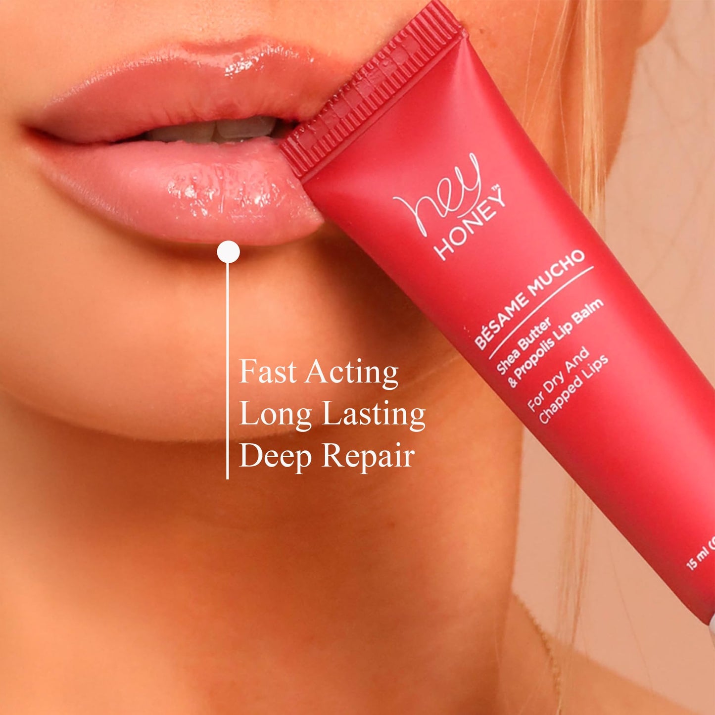 Hey Honey Skincare Bésame Mucho Shea Butter & Propolis Lip Balm | Intensive Hydration for Dry, Chapped Lips, Natural Moisturizing Lip Repair Treatment